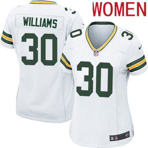 Women Green Bay Packers 30 Jamaal Williams White Nike Game NFL Jersey
